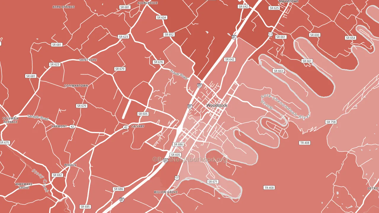 22664, VA block-group political-lean map
