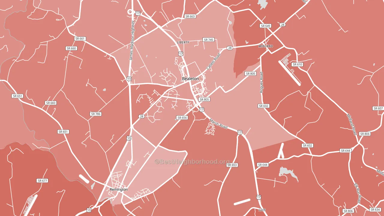 22712, VA block-group political-lean map