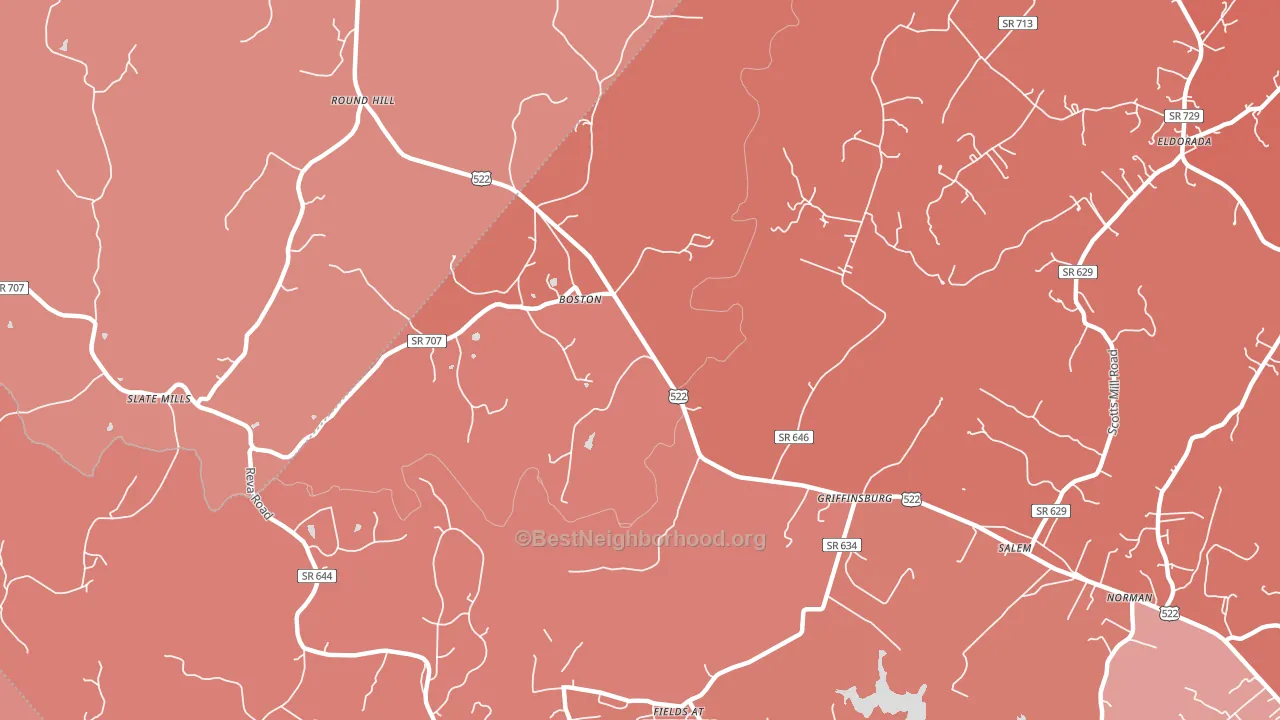 22713, VA block-group political-lean map