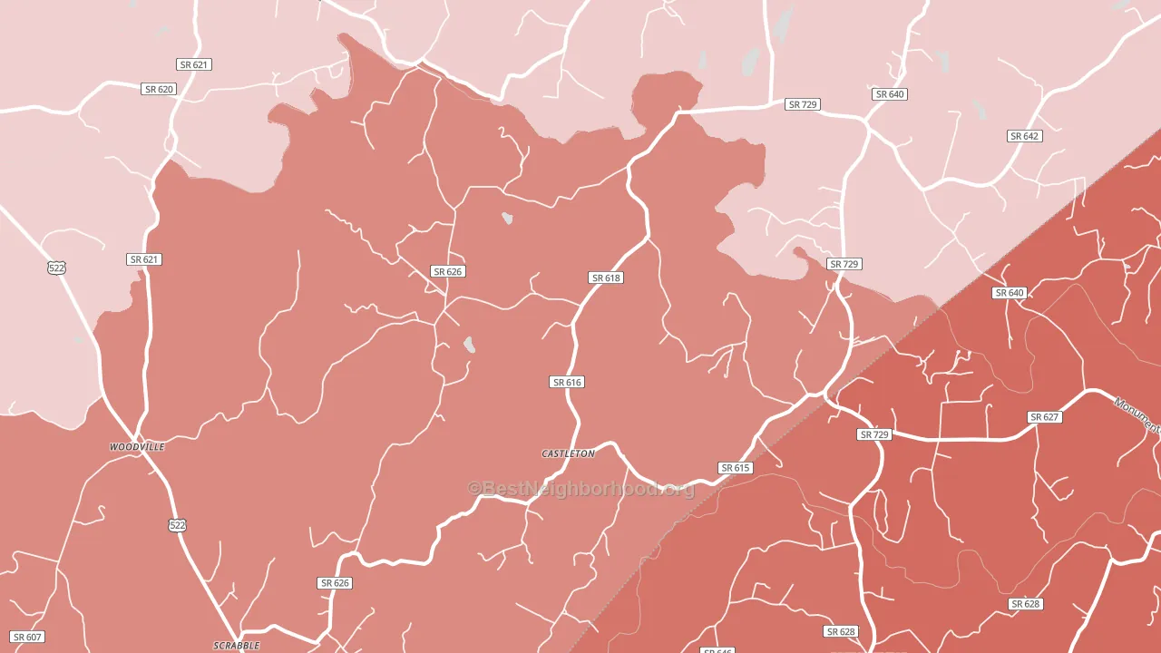 22716, VA block-group political-lean map