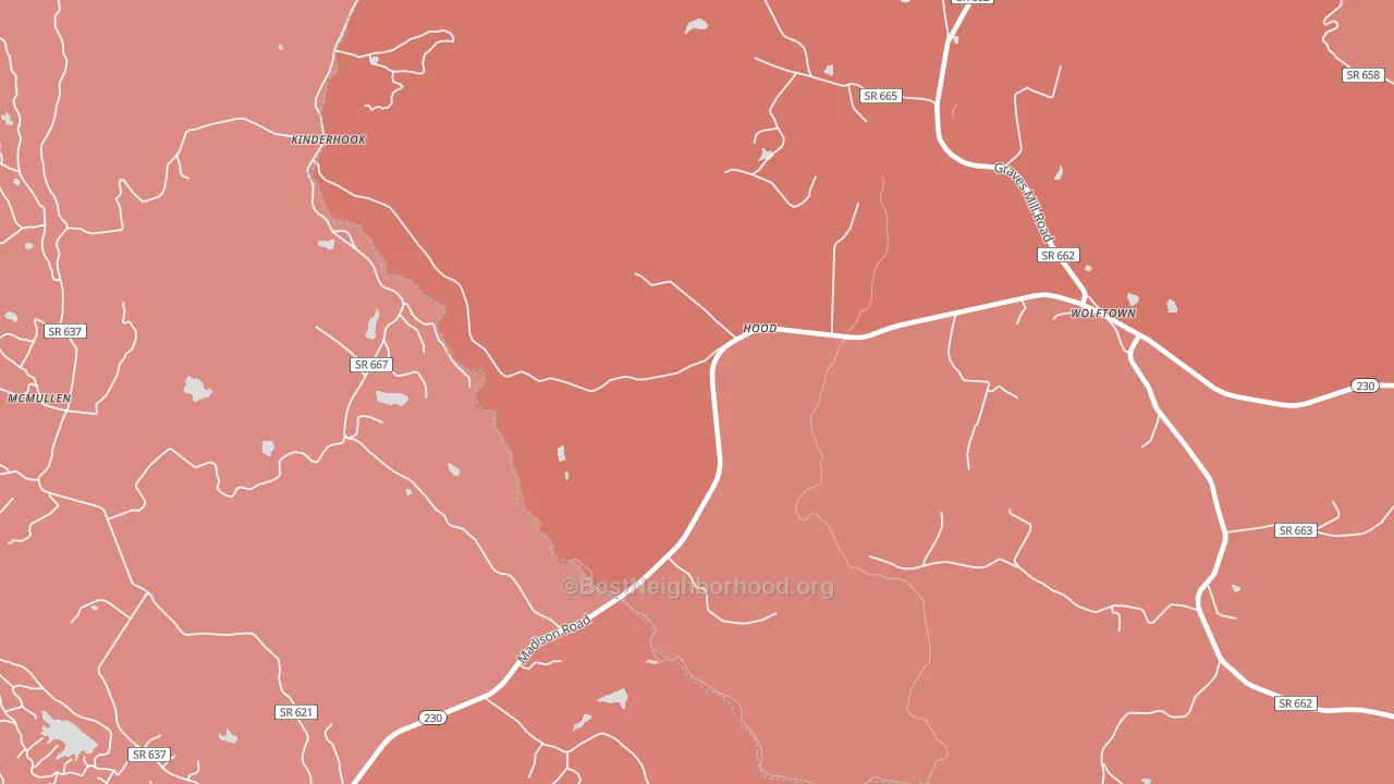 22723, VA block-group political-lean map