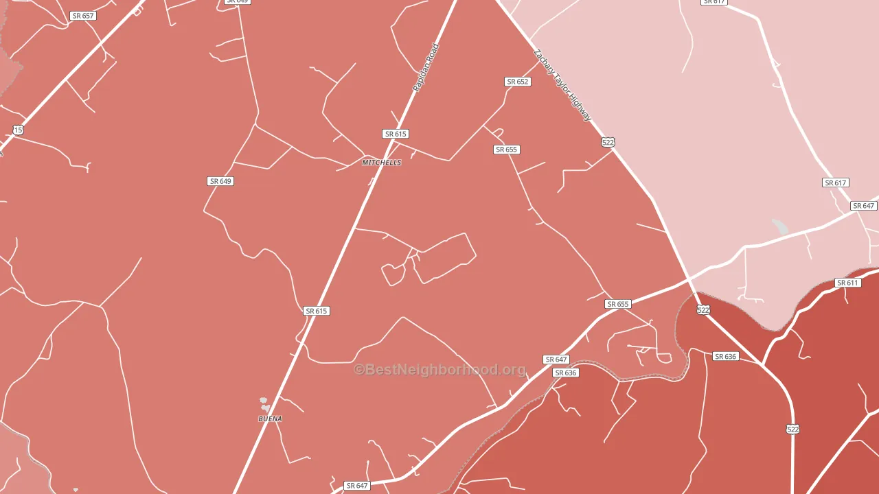 22729, VA block-group political-lean map