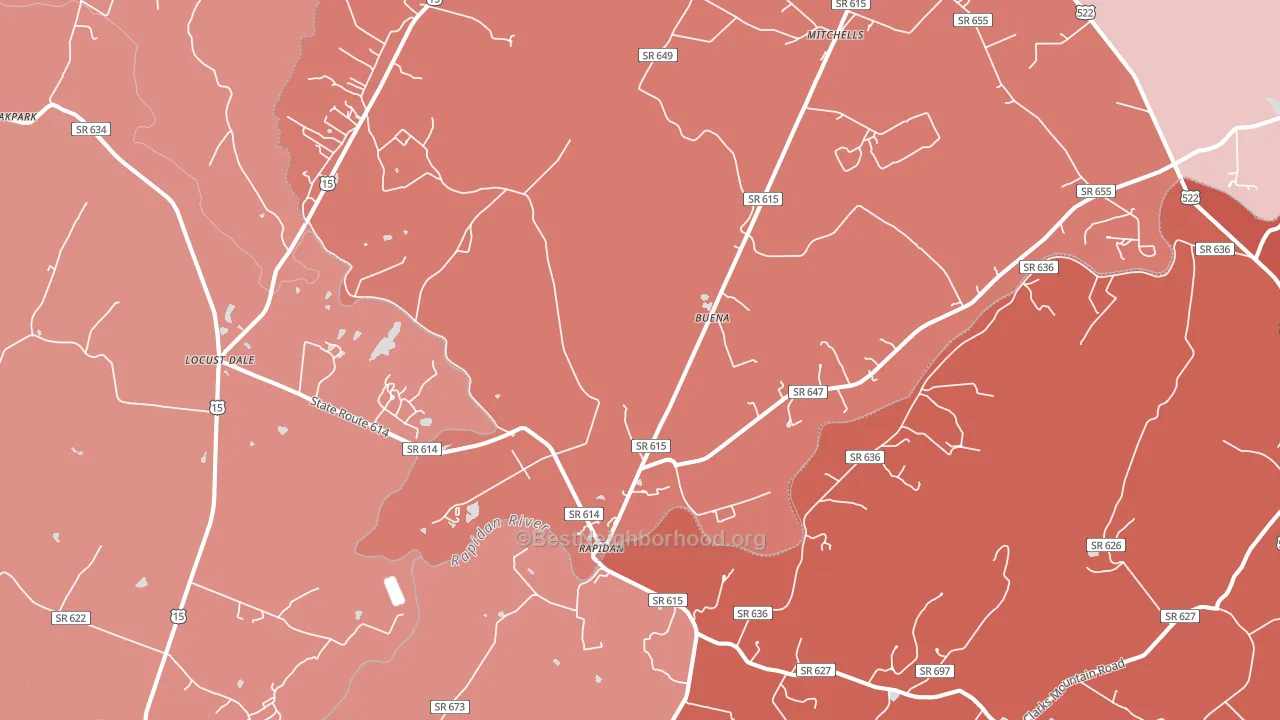22733, VA block-group political-lean map