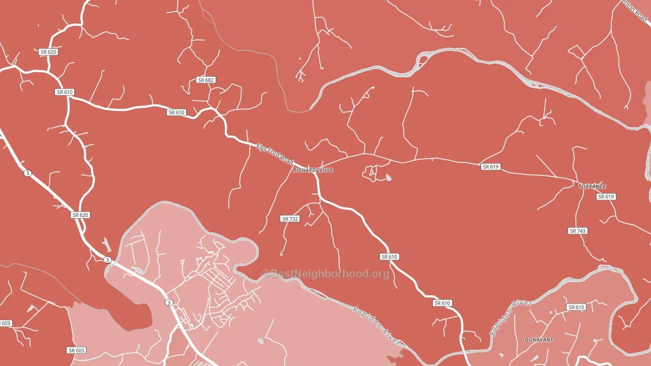 22736, VA block-group political-lean map