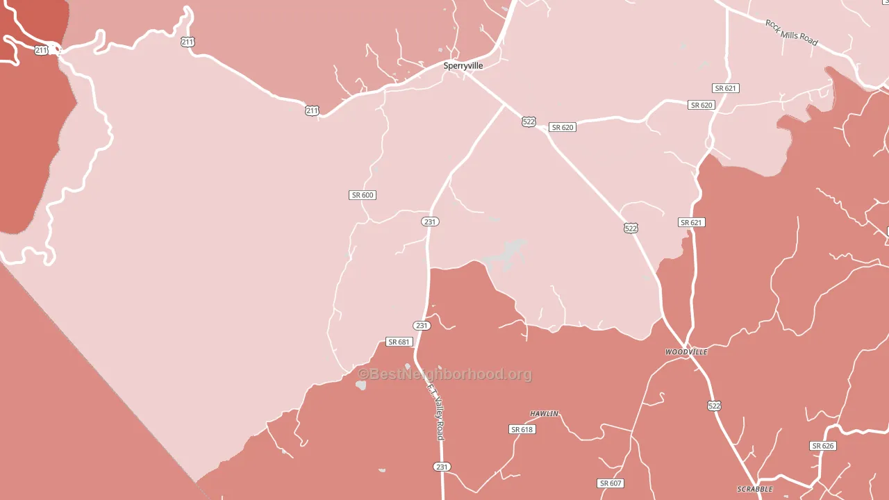22740, VA block-group political-lean map