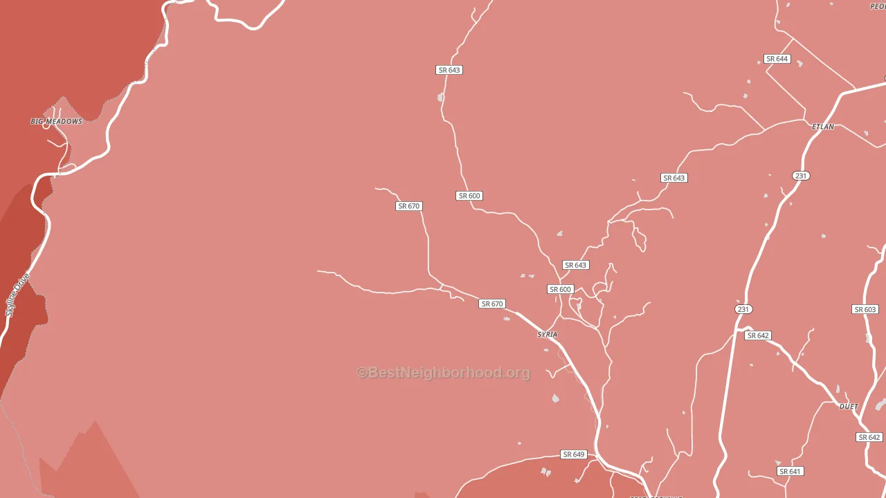 22743, VA block-group political-lean map