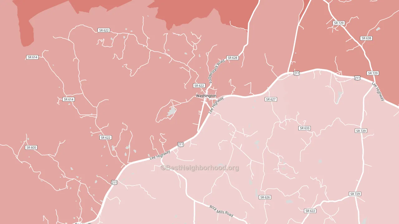 22747, VA block-group political-lean map