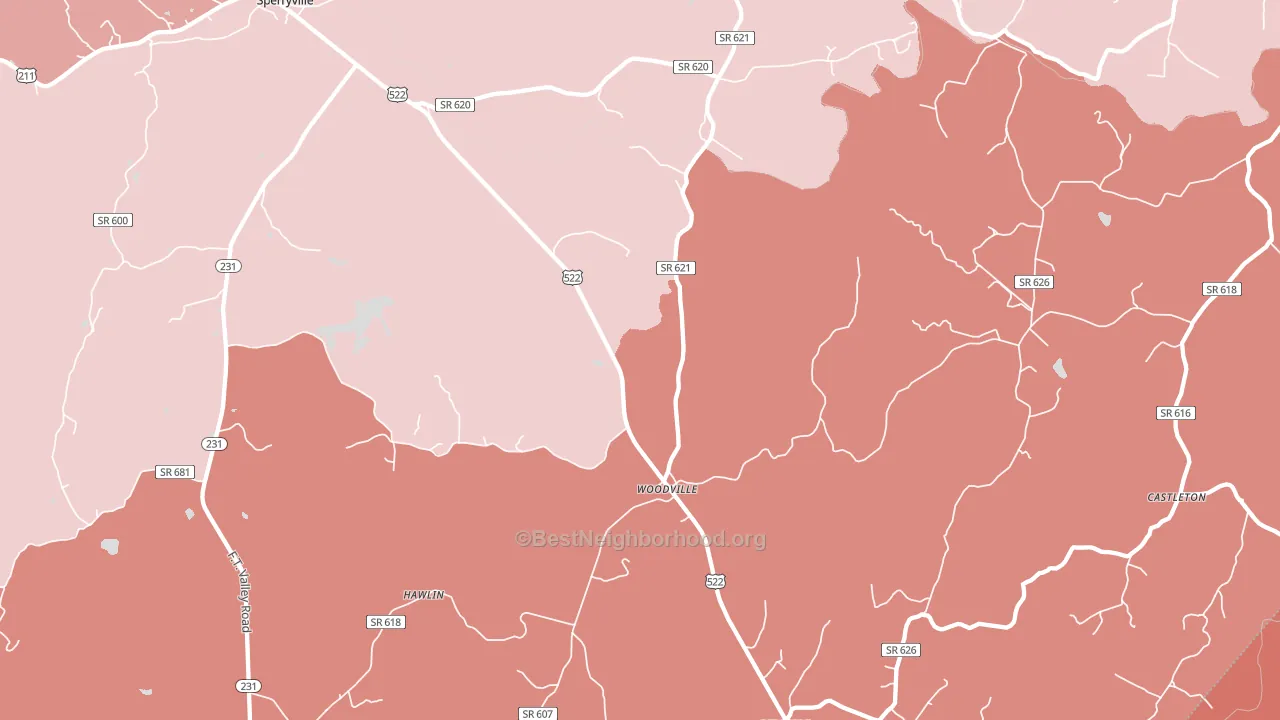 22749, VA block-group political-lean map