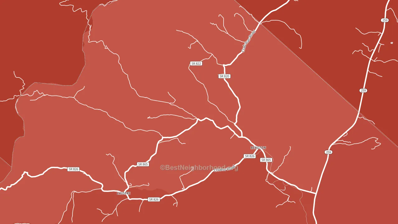 22811, VA block-group political-lean map