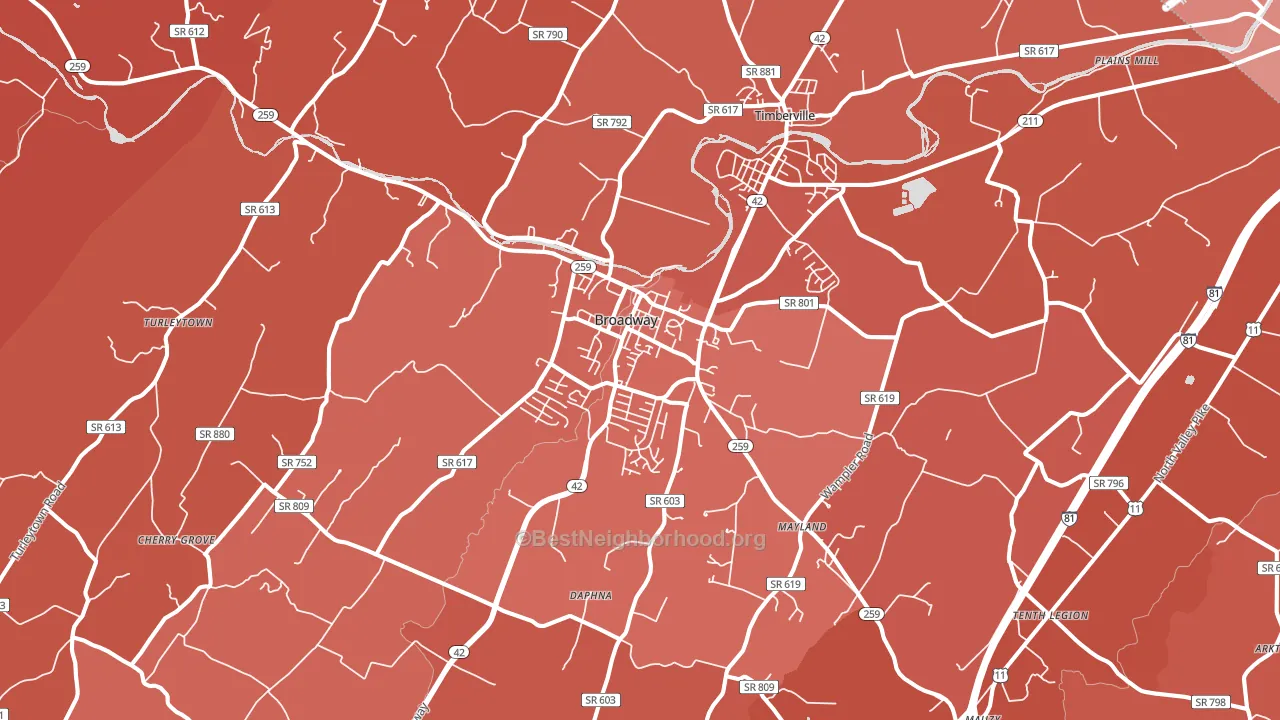 22815, VA block-group political-lean map