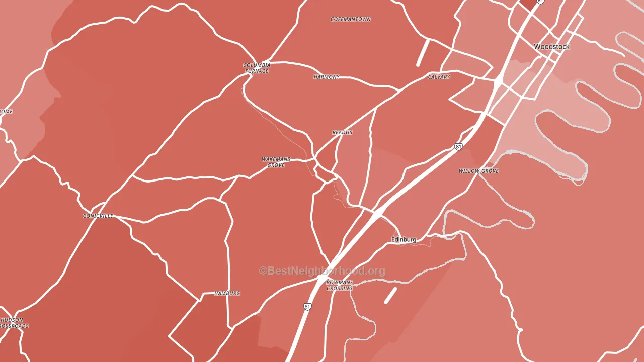 22824, VA block-group political-lean map