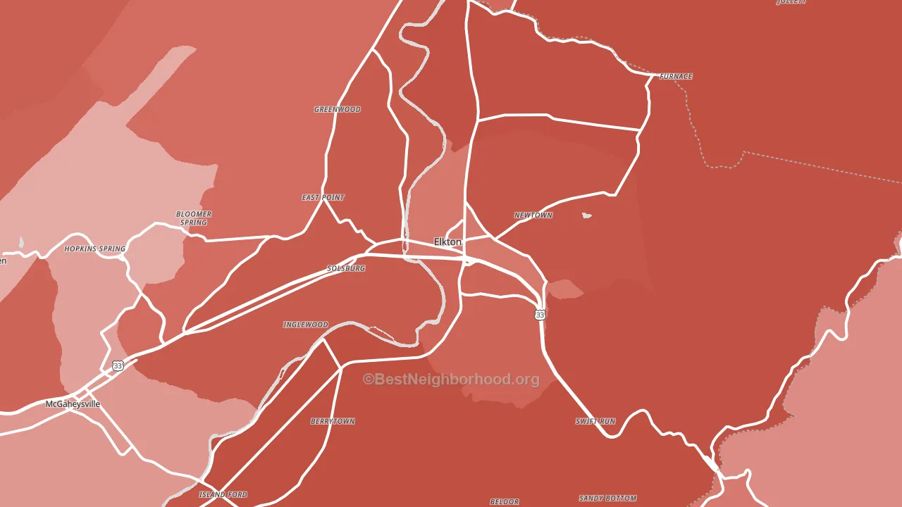 22827, VA block-group political-lean map