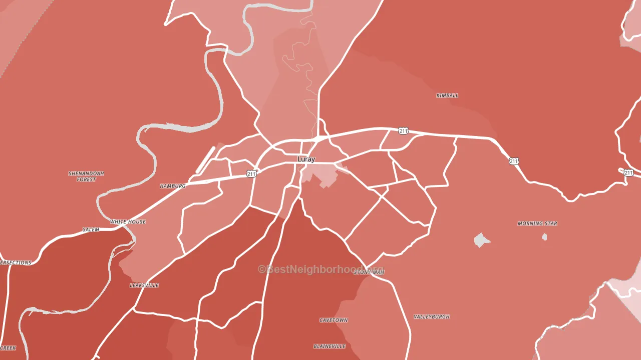 22835, VA block-group political-lean map