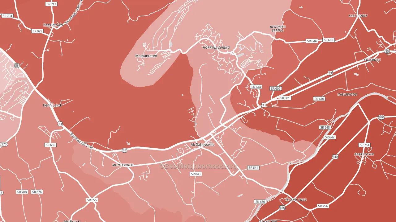 22840, VA block-group political-lean map