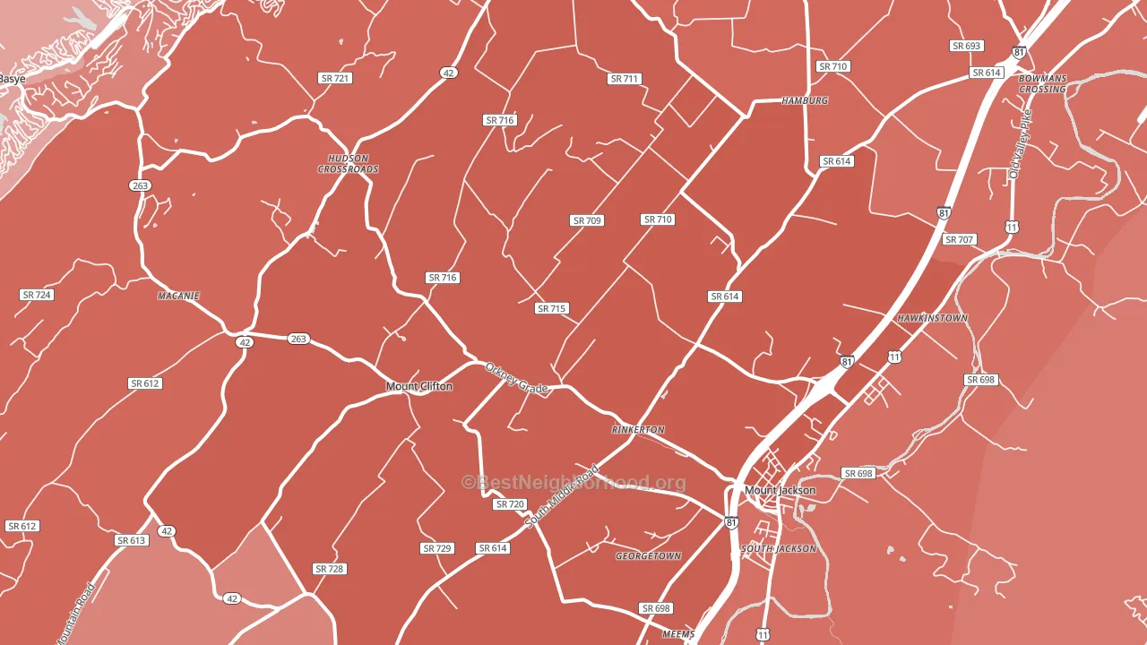 22842, VA block-group political-lean map
