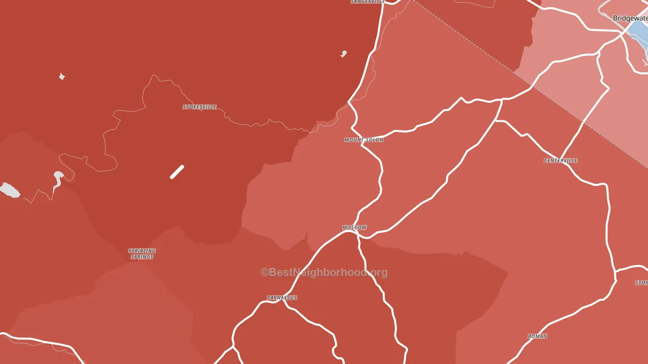 22843, VA block-group political-lean map