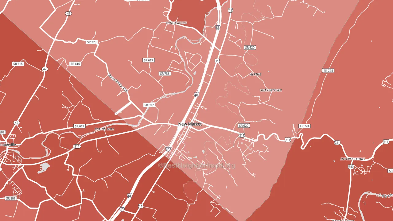 22844, VA block-group political-lean map
