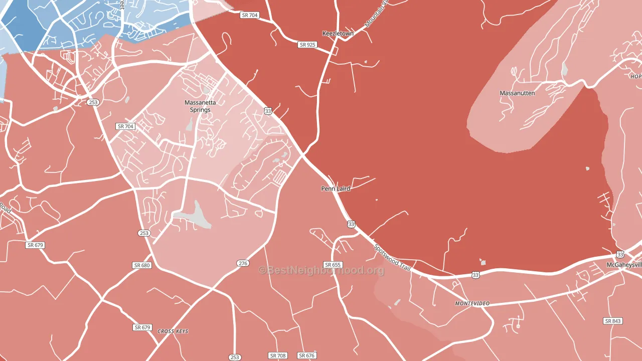 22846, VA block-group political-lean map