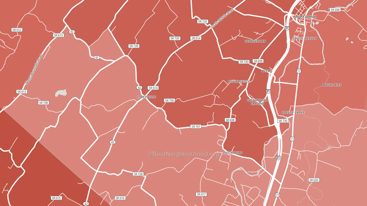 22847, VA block-group political-lean map