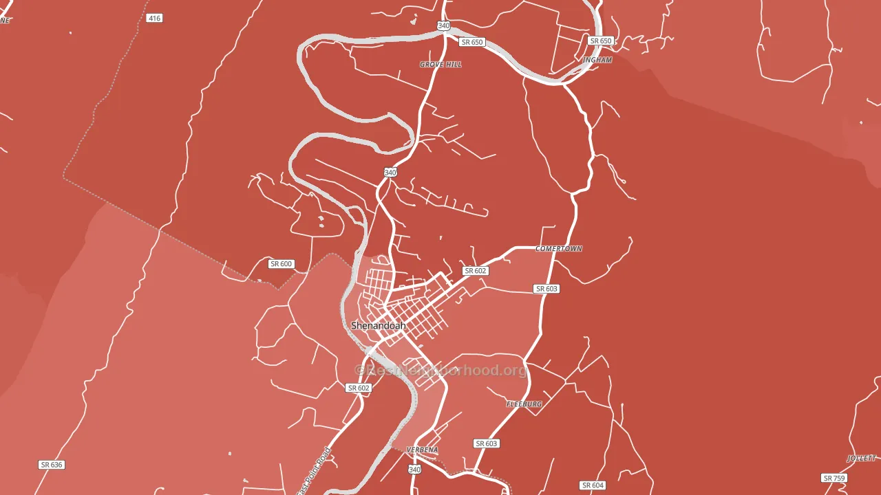 22849, VA block-group political-lean map