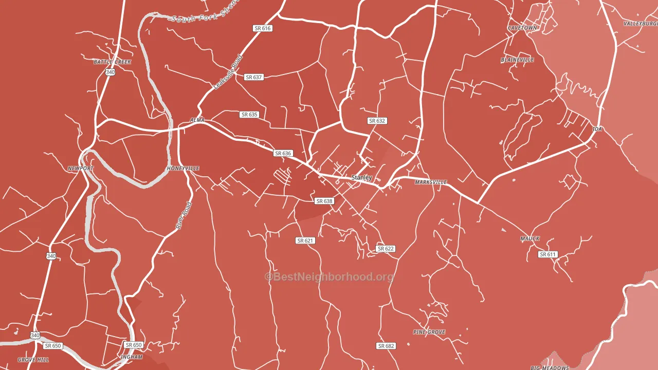 22851, VA block-group political-lean map
