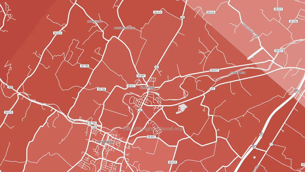 22853, VA block-group political-lean map