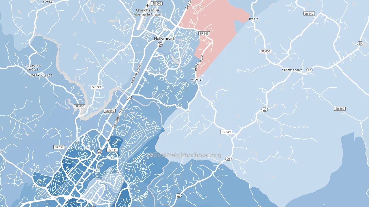 22911, VA block-group political-lean map