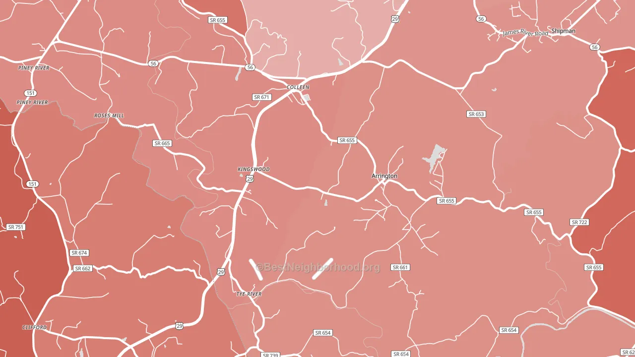 22922, VA block-group political-lean map