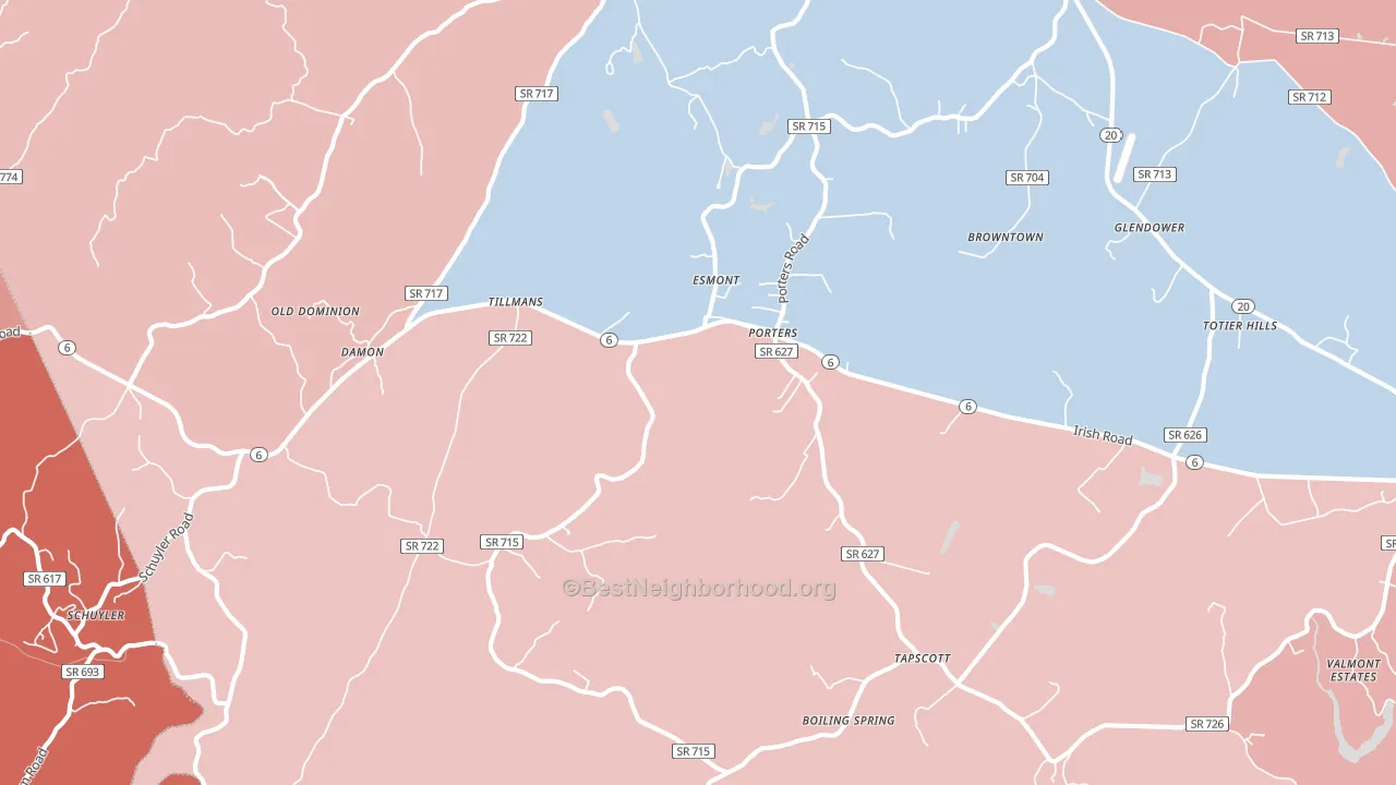22937, VA block-group political-lean map