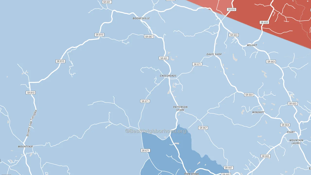 22940, VA block-group political-lean map