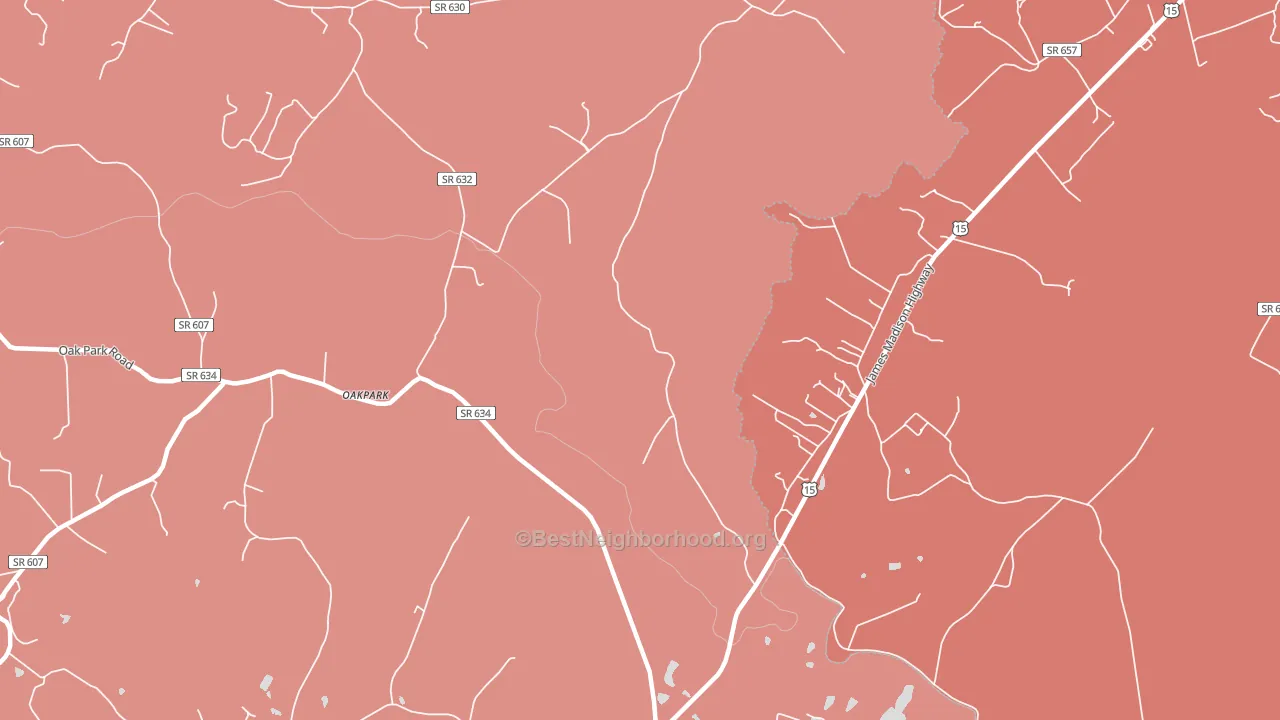 22948, VA block-group political-lean map