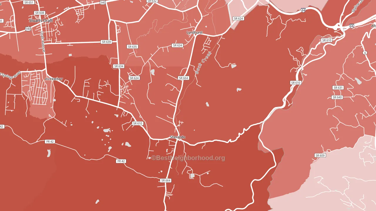 22952, VA block-group political-lean map