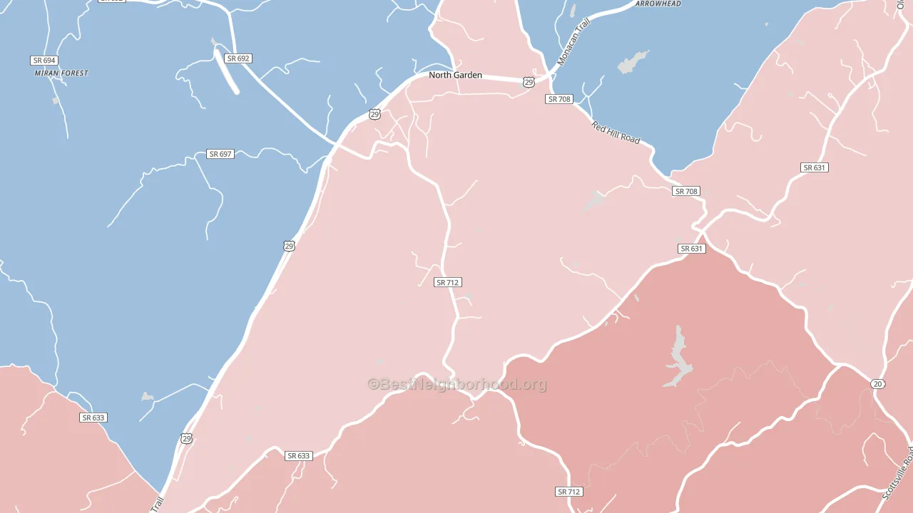 22959, VA block-group political-lean map