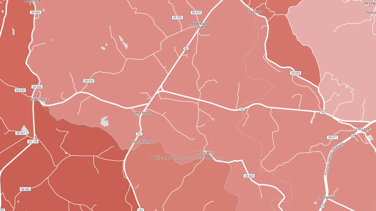 22964, VA block-group political-lean map