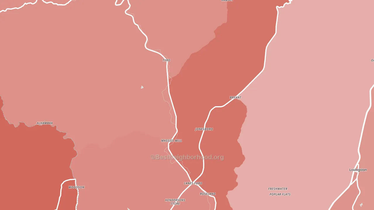 22967, VA block-group political-lean map