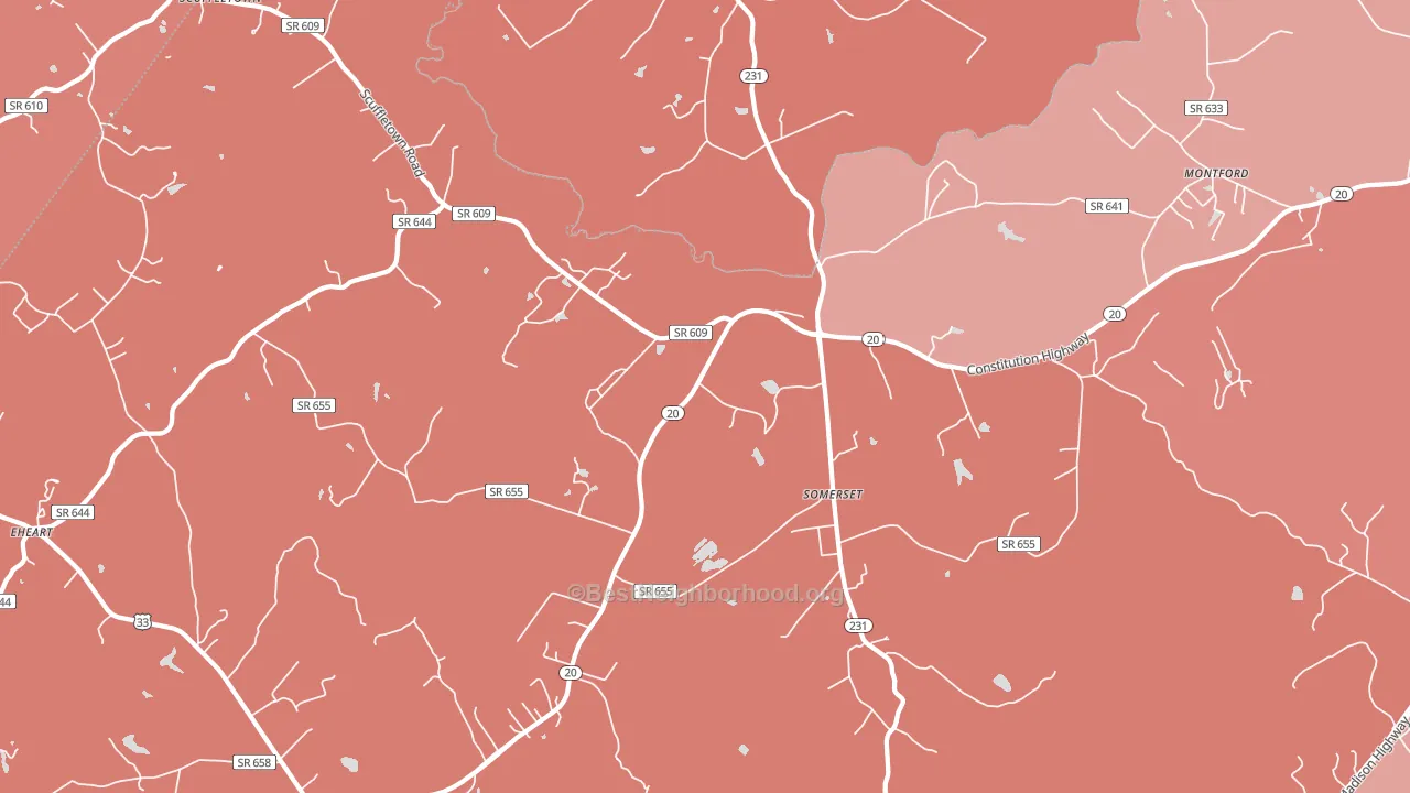 22972, VA block-group political-lean map