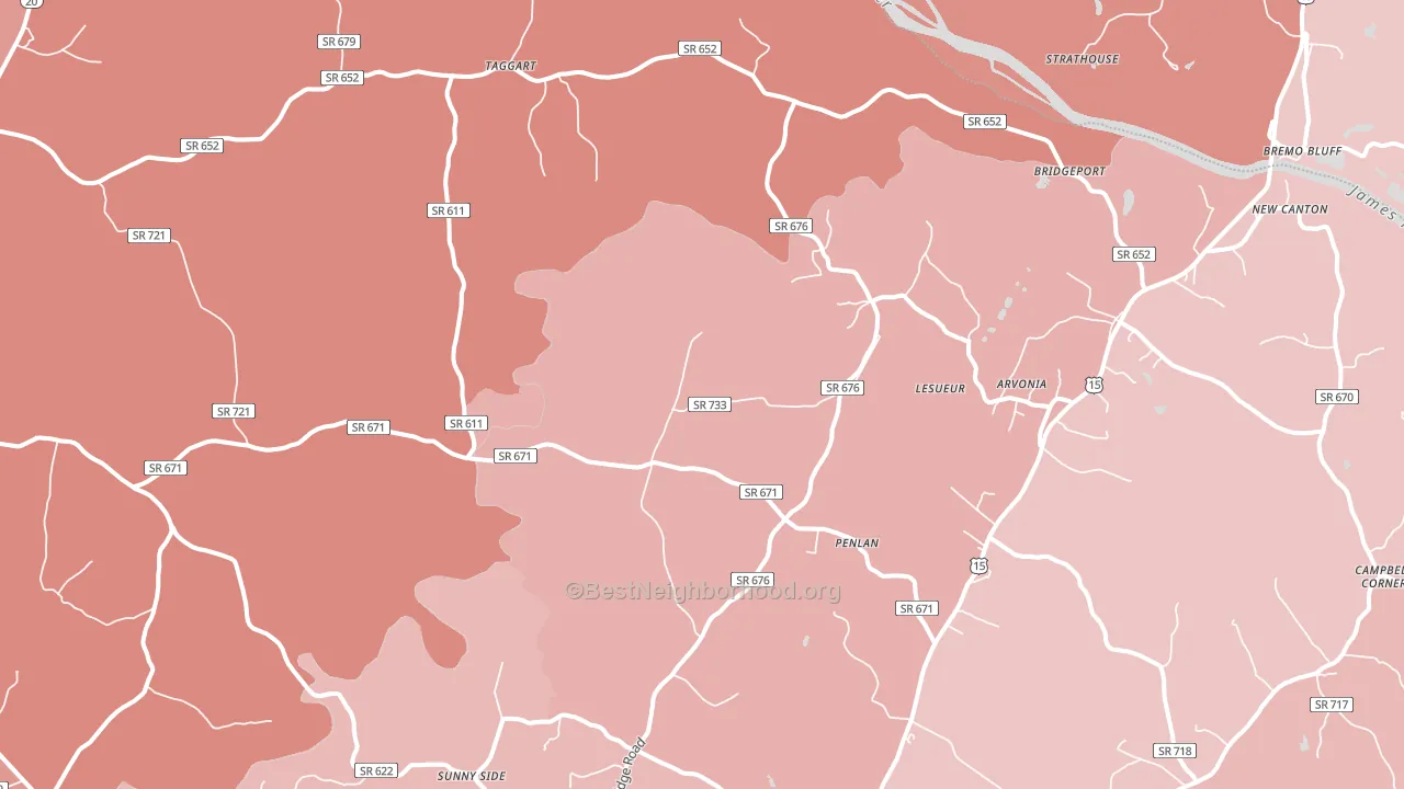 23004, VA block-group political-lean map