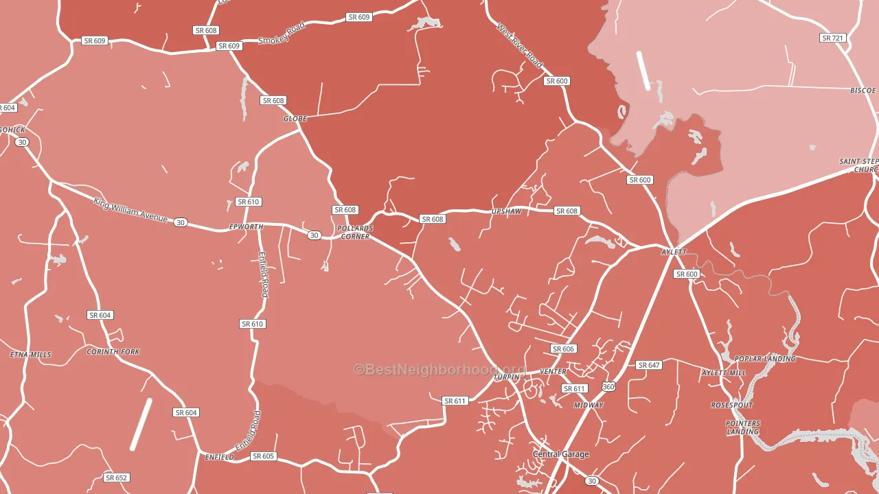 23009, VA block-group political-lean map