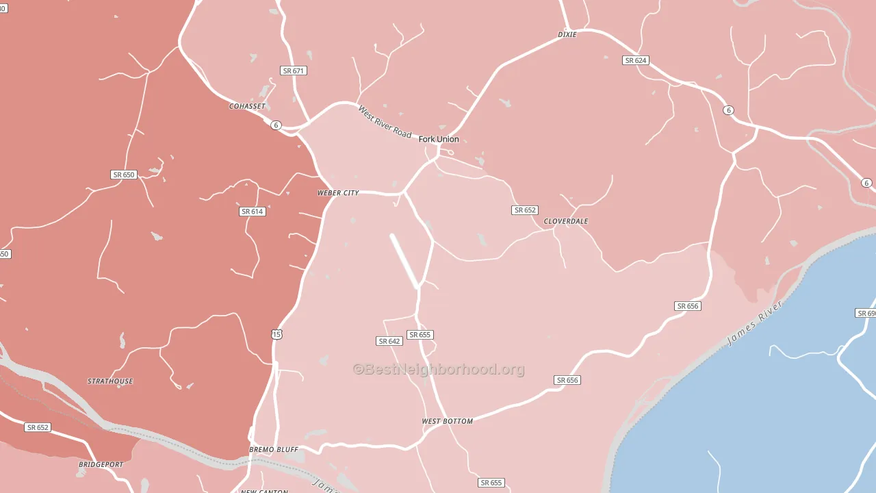 23022, VA block-group political-lean map