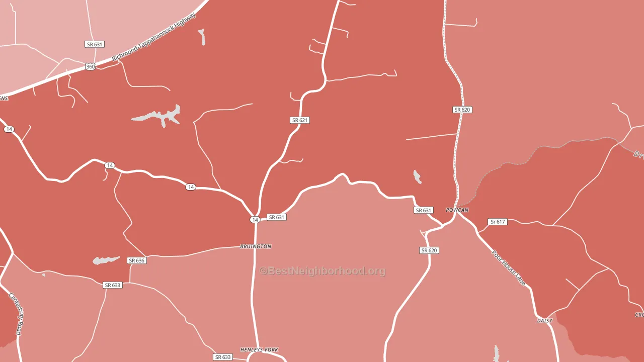 23023, VA block-group political-lean map
