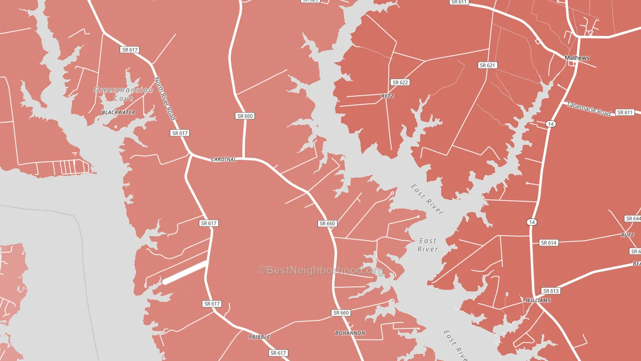 23025, VA block-group political-lean map
