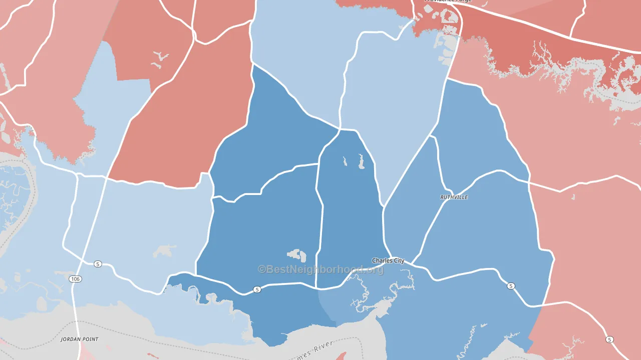 23030, VA block-group political-lean map