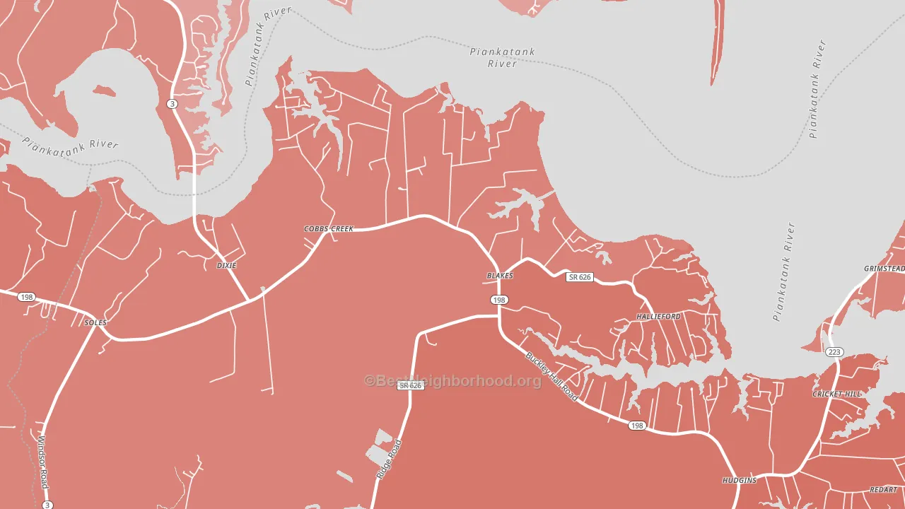 23035, VA block-group political-lean map