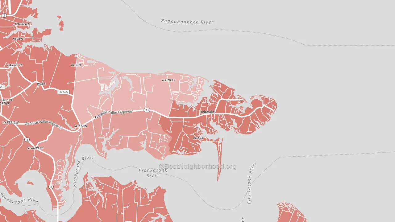 23043, VA block-group political-lean map