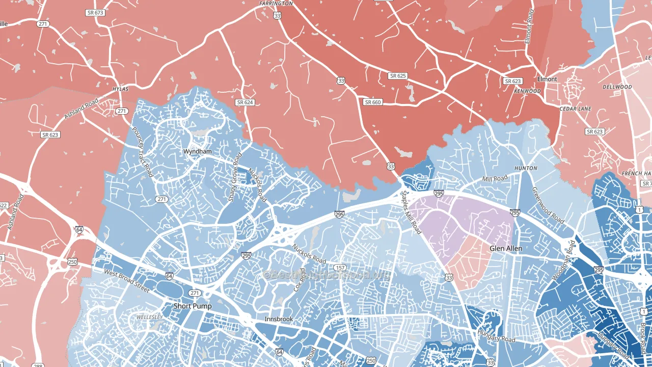 23059, VA block-group political-lean map