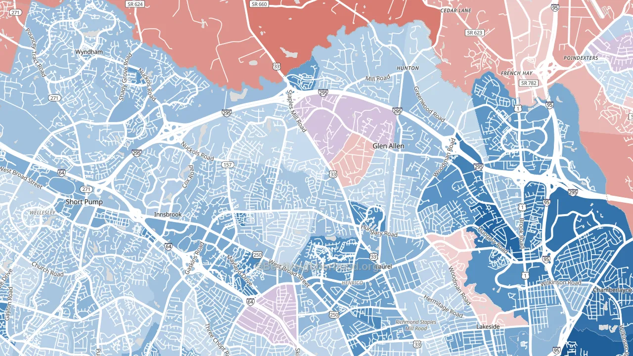 23060, VA block-group political-lean map