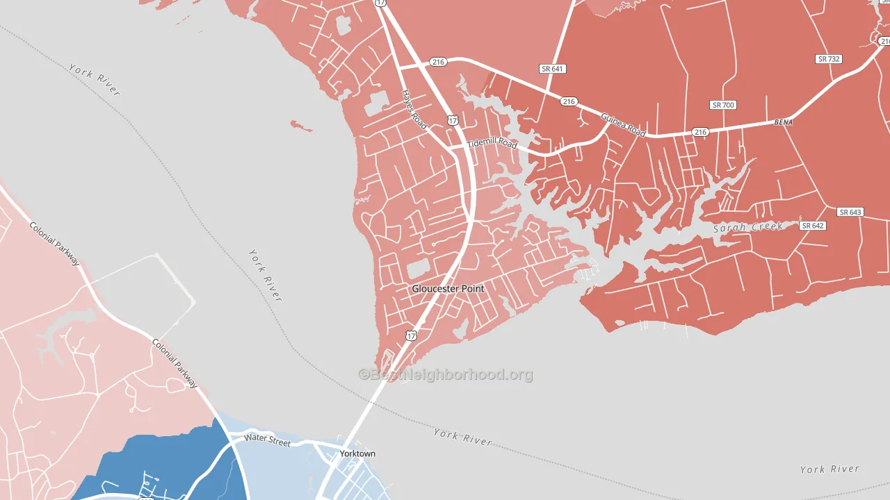 23062, VA block-group political-lean map