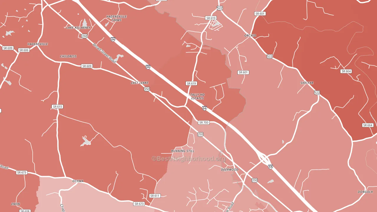 23065, VA block-group political-lean map