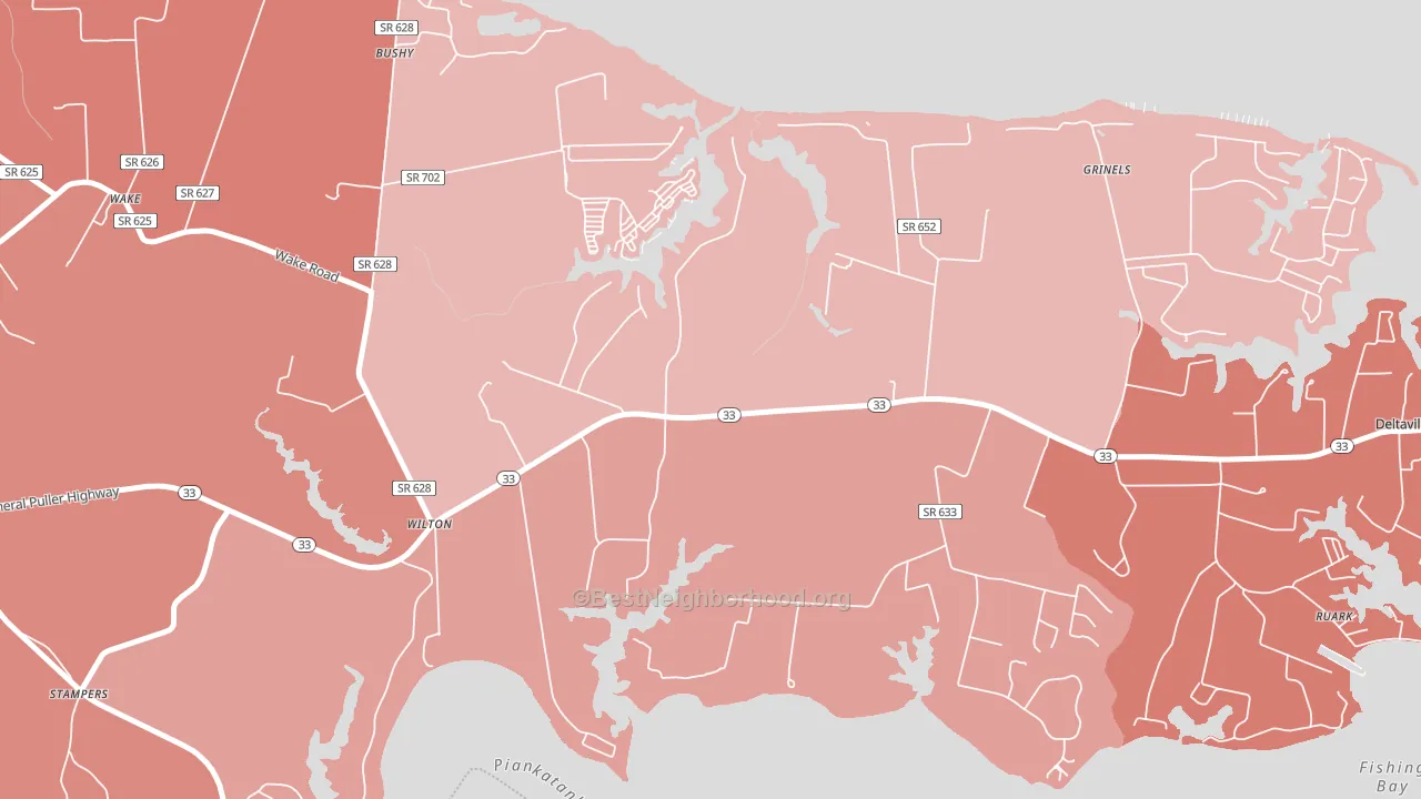 23070, VA block-group political-lean map
