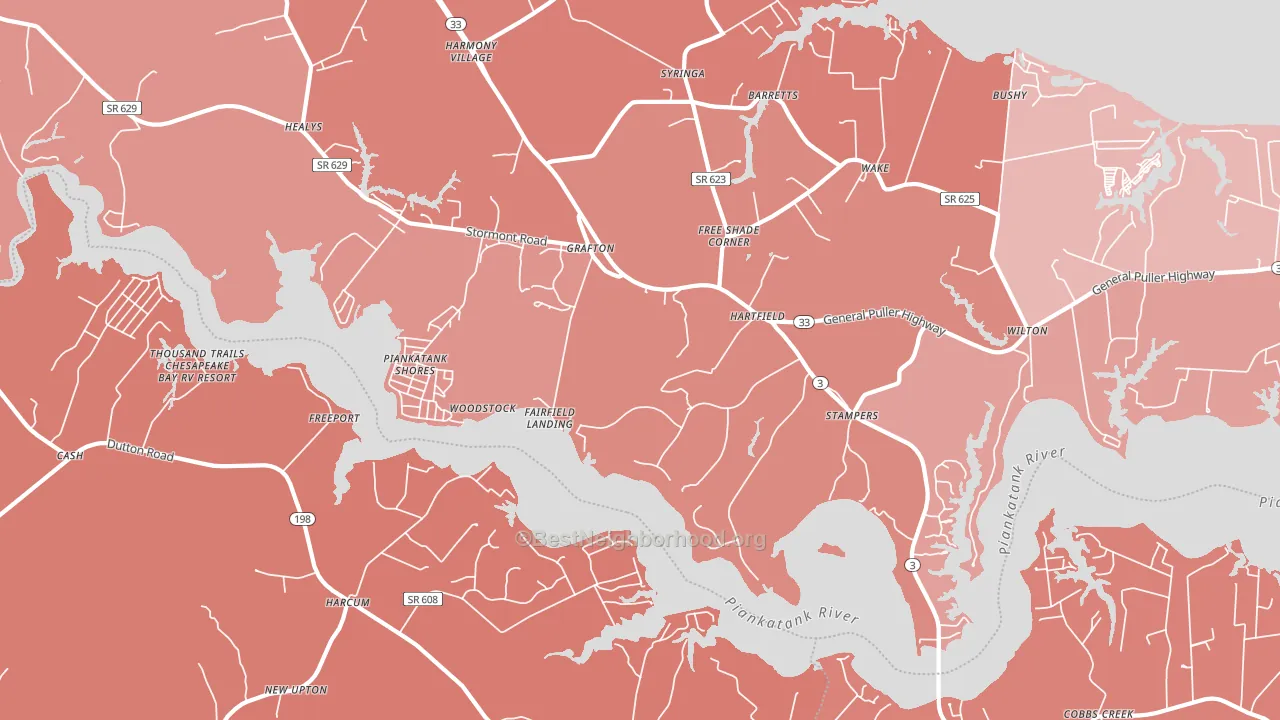 23071, VA block-group political-lean map